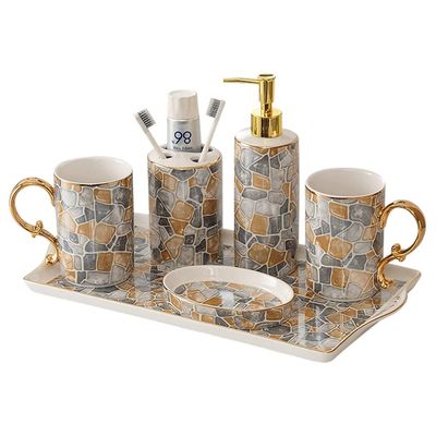 MAKEJ Mouthwash Cup, Dental Cylinder, Sanitary Ware, Five-Piece Bathroom Set, Nordic Ceramic Toothbrush Cup, Wedding Wash Cup Set