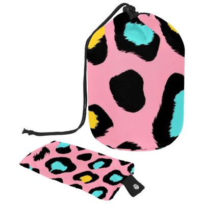2PCS Leopard-333 Travel Cosmetic Bag Makeup Organizer Bag Bathroom Cases Toiletry Bag with Drawstring (Cylindrical bag and small bag)