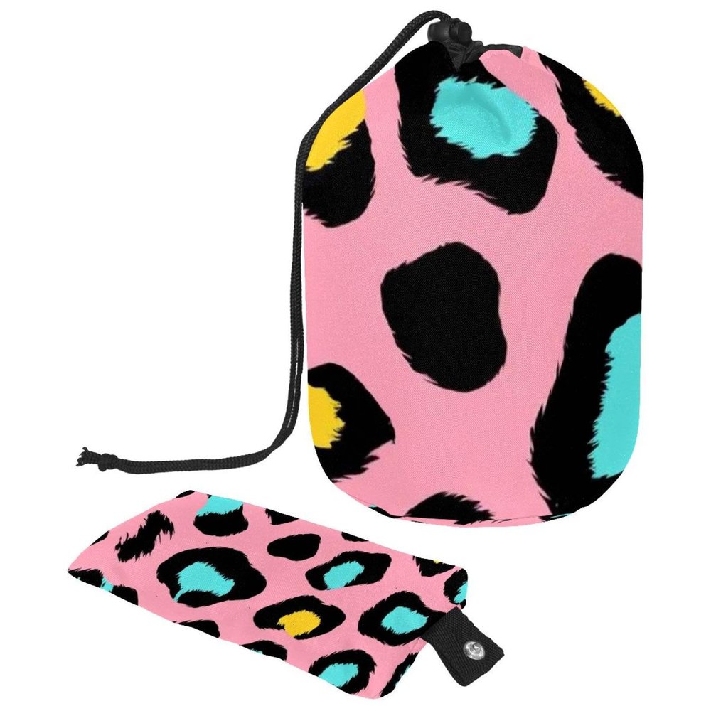 2PCS Leopard-333 Travel Cosmetic Bag Makeup Organizer Bag Bathroom Cases Toiletry Bag with Drawstring (Cylindrical bag and small bag)
