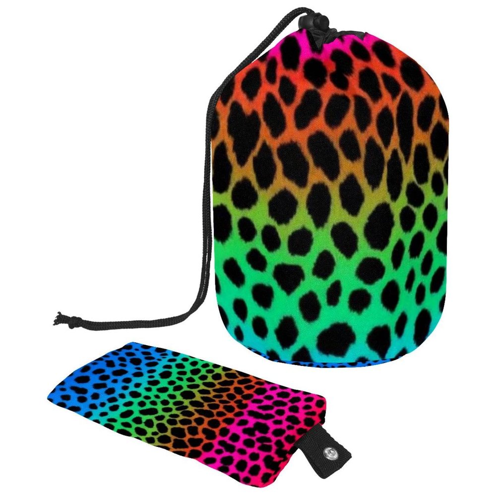 2PCS Leopard-311 Travel Cosmetic Bag Makeup Organizer, Drawstring Bathroom Cases - Cylindrical & Small Toiletry Bag
