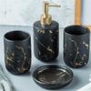 MAKEJ Marble Ceramic Bathroom Toilet Accessory Sets Toothbrush Box Mouthwash Cup Dish Shampoo Dispenser view 2