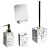 MAKEJ Home Creative Terrazzo Lotion Bottle Water Cup Makeup Toilet Brush Four-Piece Set Bathroom Accessory Set view 1