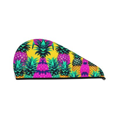 Colorful Pineapple SamLng Coral Velvet Dry Hair Cap  Perfect for Home, Travel, Pool Parties, Beaches, Baths, and More