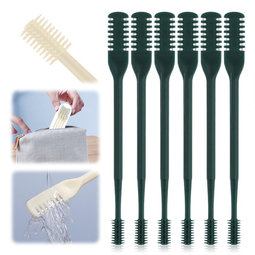 2 in 1 Nasal Hair Cutter, New Double Sided Nose Hair Knife Nostril Hair Remover Tool, Manual 360 Rotating Nose Hair Trimmer with Ear Digger, Nose Hair Remover Tool for Women Men (Dark Green, 6Pcs)