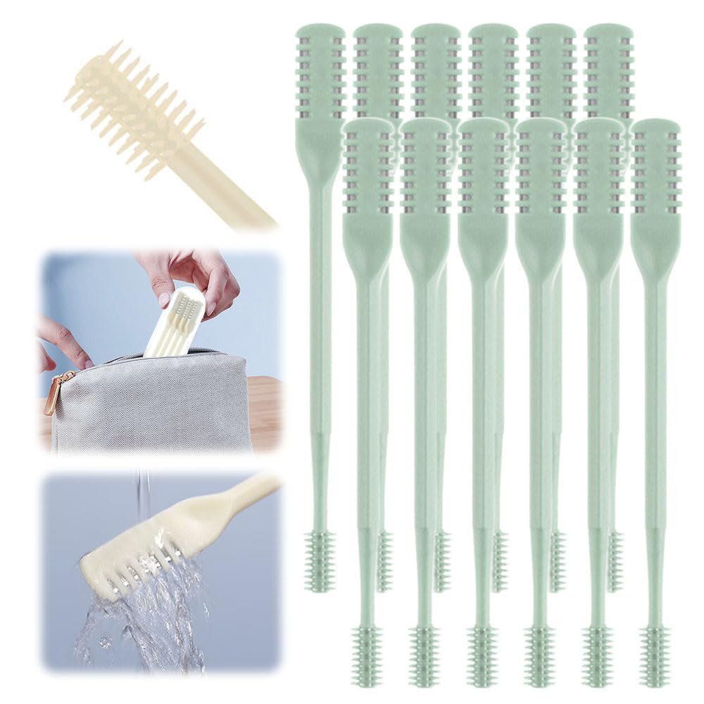 2 in 1 Nasal Knife, Double Sided Nose Hair Remover, Manual Nose & Ear Hair Trimmer - 12Pcs (Green)