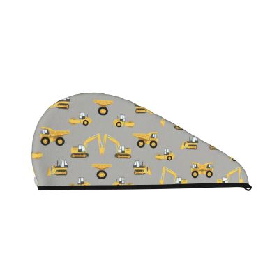 Construction Trucks SamLng Coral Velvet Dry Hair Cap  Perfect for Home, Travel, Pool Parties, Beaches, Baths, and More