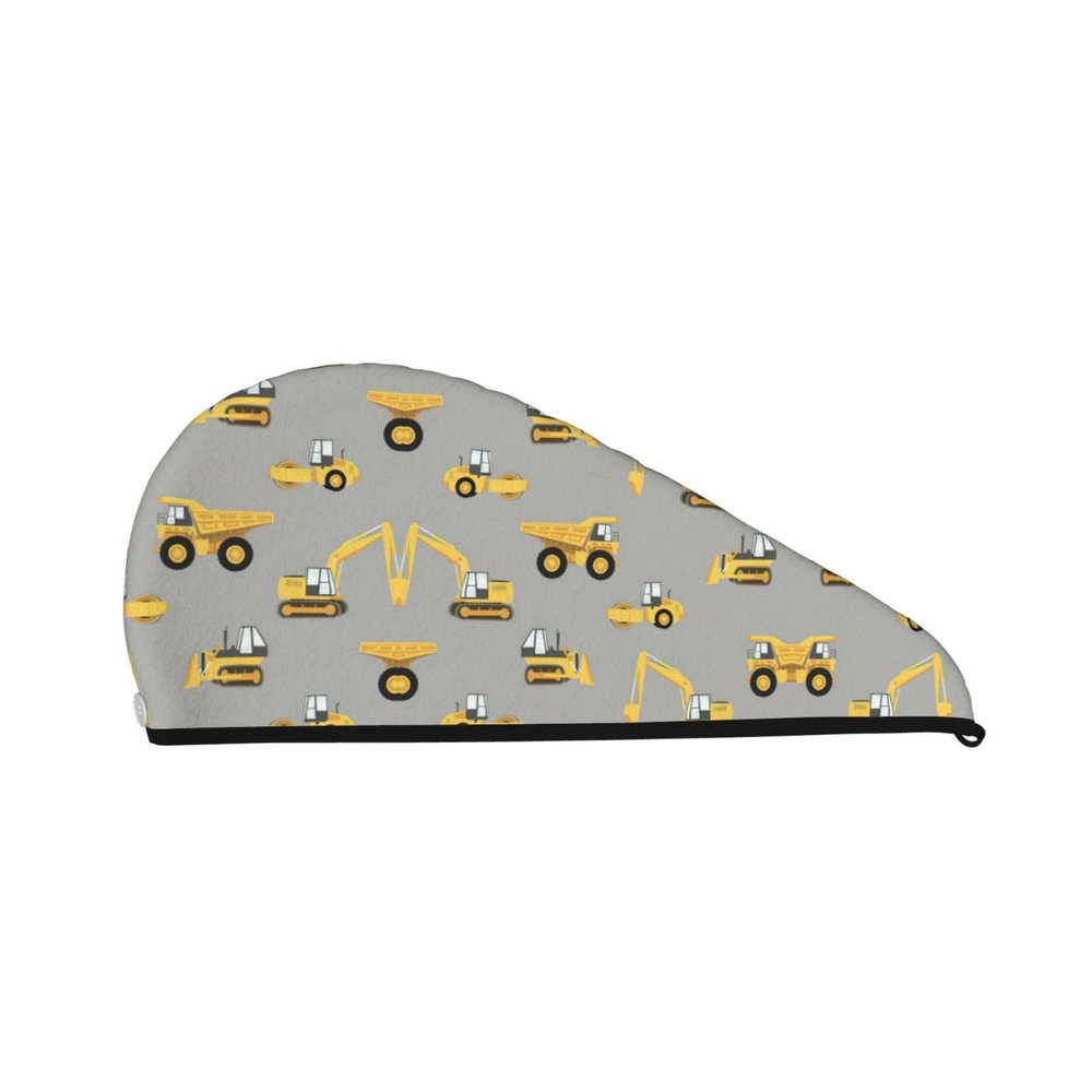 Construction Trucks SamLng Coral Velvet Dry Hair Cap  Perfect for Home, Travel, Pool Parties, Beaches, Baths, and More