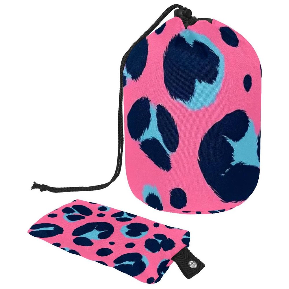 2PCS Leopard-309 Travel Cosmetic Bag Makeup Organizer Bag Bathroom Cases Toiletry Bag with Drawstring (Cylindrical bag and small bag)