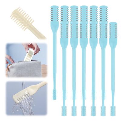 2 in 1 Nasal Hair Cutter, New Double Sided Nose Hair Knife Nostril Hair Remover Tool, Manual 360 Rotating Nose Hair Trimmer with Ear Digger, Nose Hair Remover Tool for Women Men (Blue, 12Pcs)