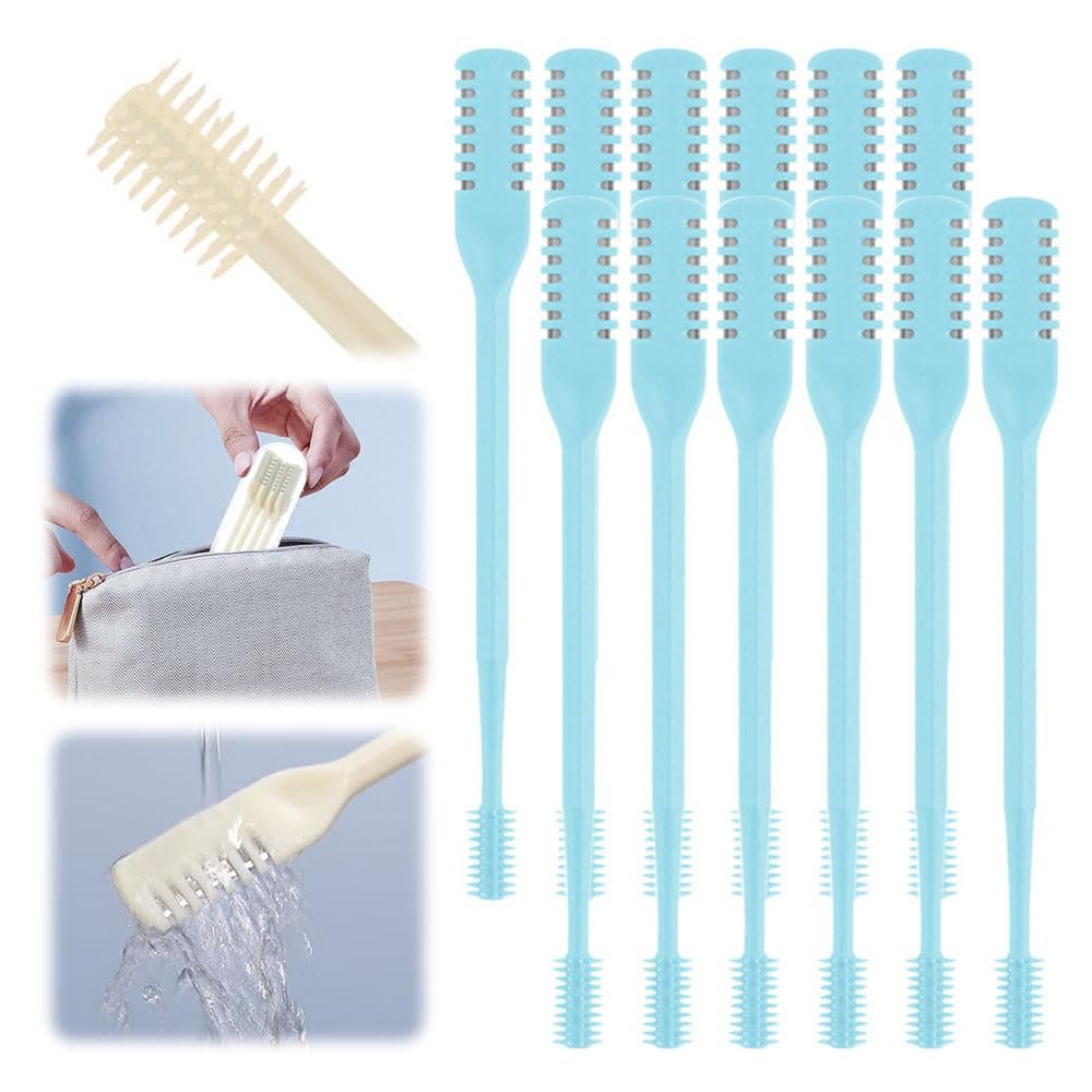 2 in 1 Nasal Hair Cutter, New Double Sided Nose Hair Knife Nostril Hair Remover Tool, Manual 360 Rotating Nose Hair Trimmer with Ear Digger, Nose Hair Remover Tool for Women Men (Blue, 12Pcs)
