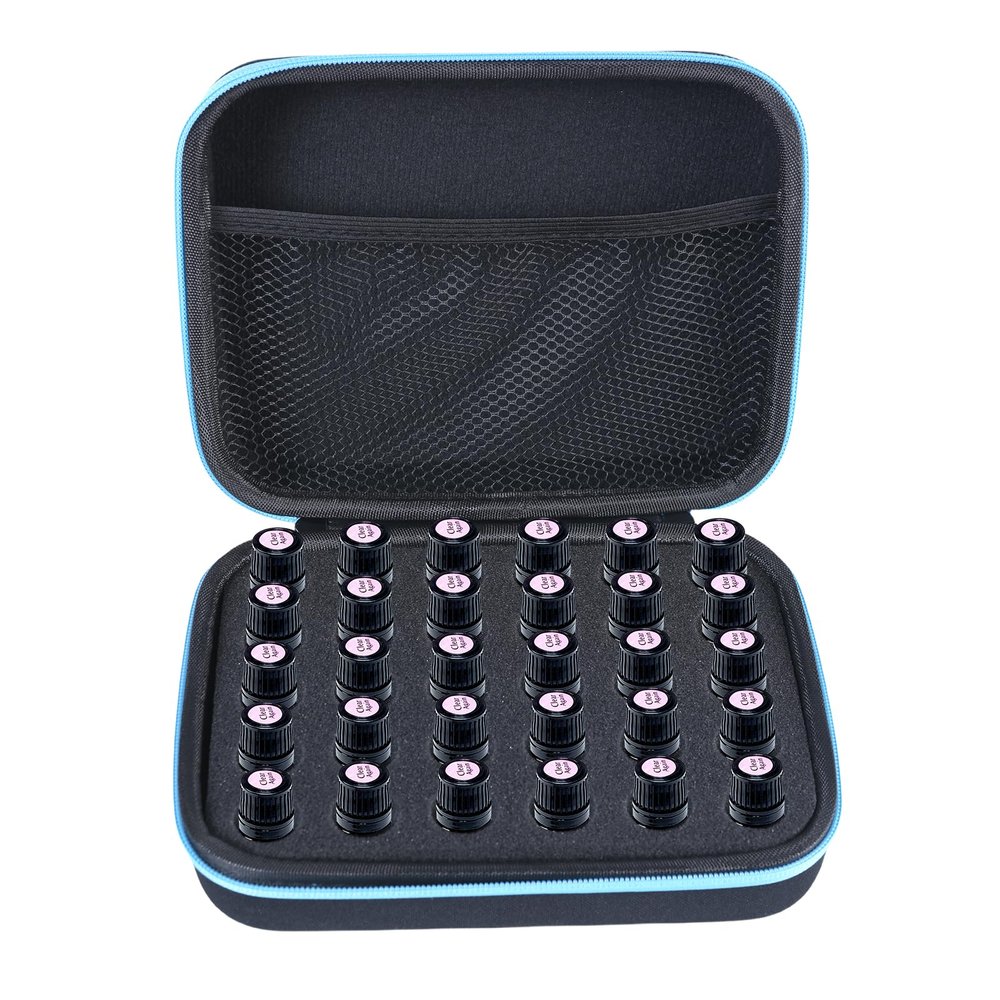 FACAILUO Essential Oil Carrying Case for 30 Bottles 5-10ML Roller Storage Organized EVA Protective Bag for Home and Travel Use