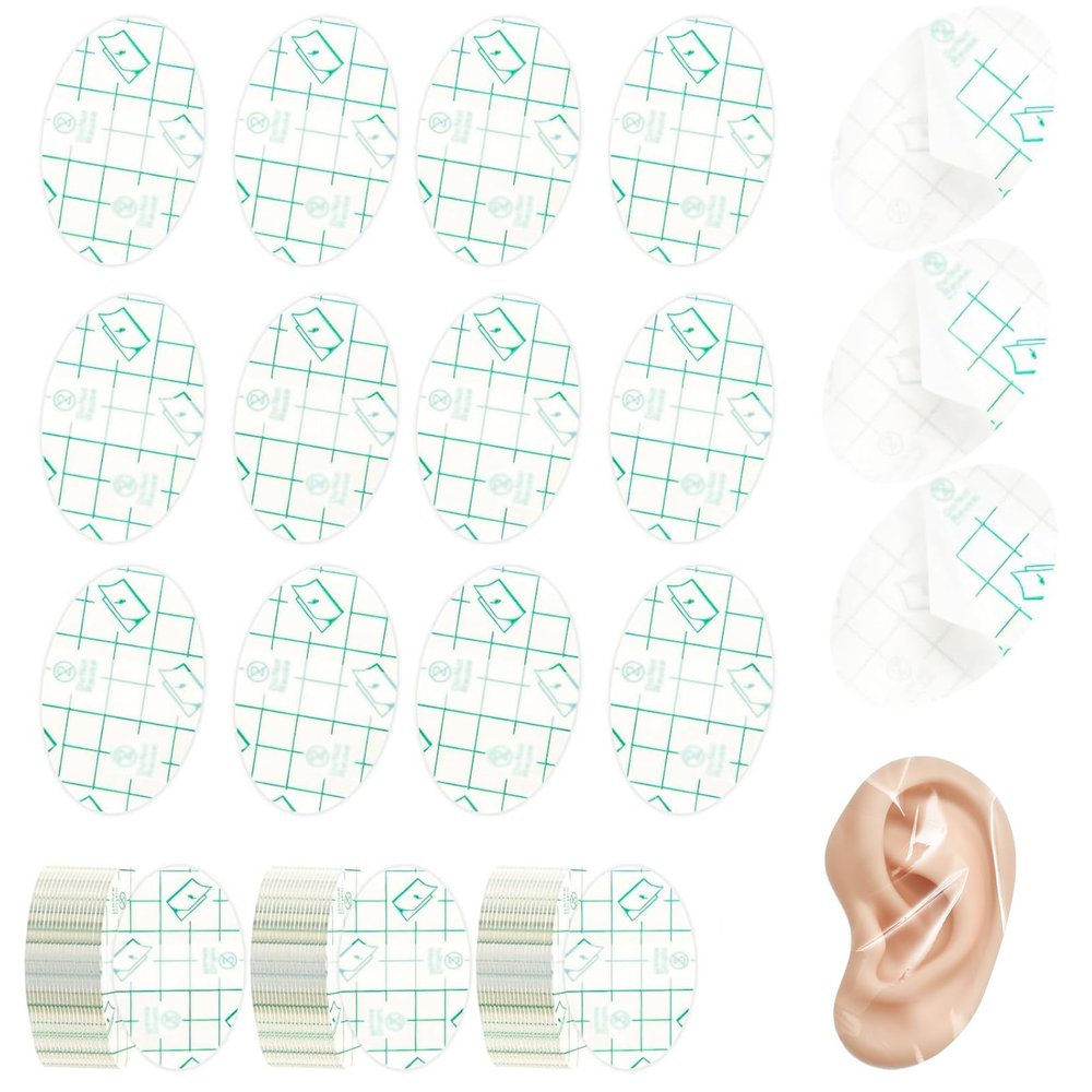 100 PCS Clear Waterproof Ear Stickers for Shower & Swimming  Disposable Ear Protectors with Ear Covers, 1.7x2.7in  Ideal for Surfing, Snorkeling & Water Sports