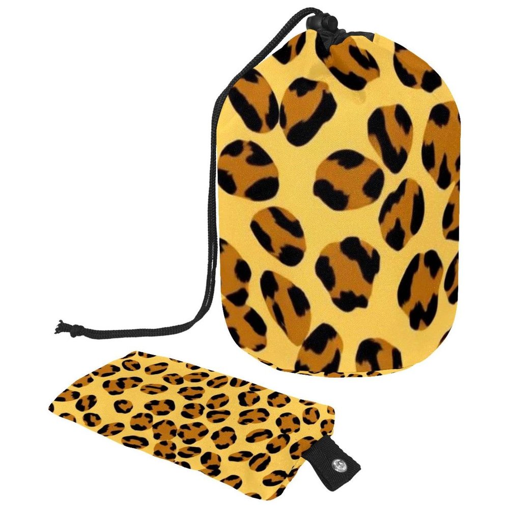 2PCS Art Leopard Print-273 Travel Cosmetic Bag Makeup Organizer Bag Bathroom Cases Toiletry Bag with Drawstring (Cylindrical bag and small bag)
