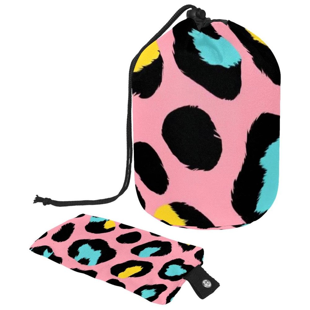 2PCS Leopard-347 Travel Cosmetic Bag Makeup Organizer, Drawstring Bathroom Cases - Cylindrical & Small Toiletry Bag