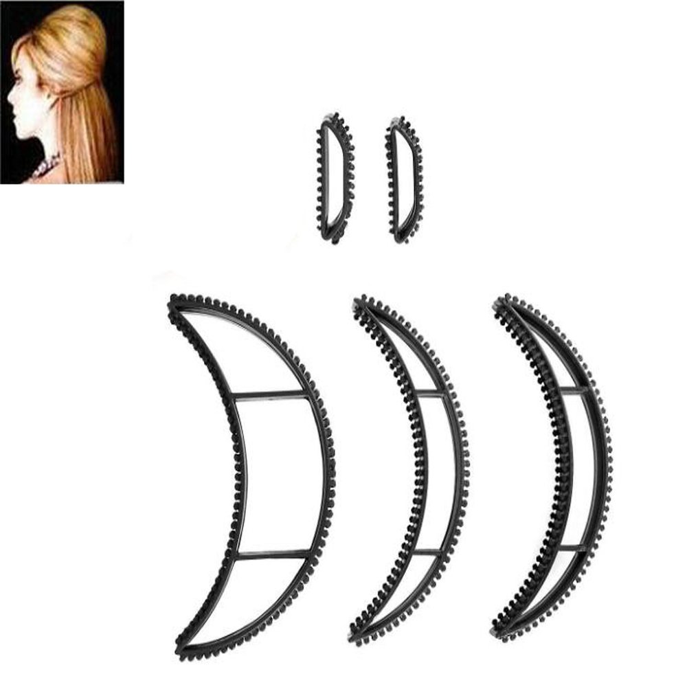 5PCS/ Set Bump It Black Styling Coiler Set Volume Hair Hair Accessory Hair Pumps Hair Bun Maker Bump It Up Volume Hair Base Pads Volume Insert Fluffy Hairdressing Tools for Women Girls