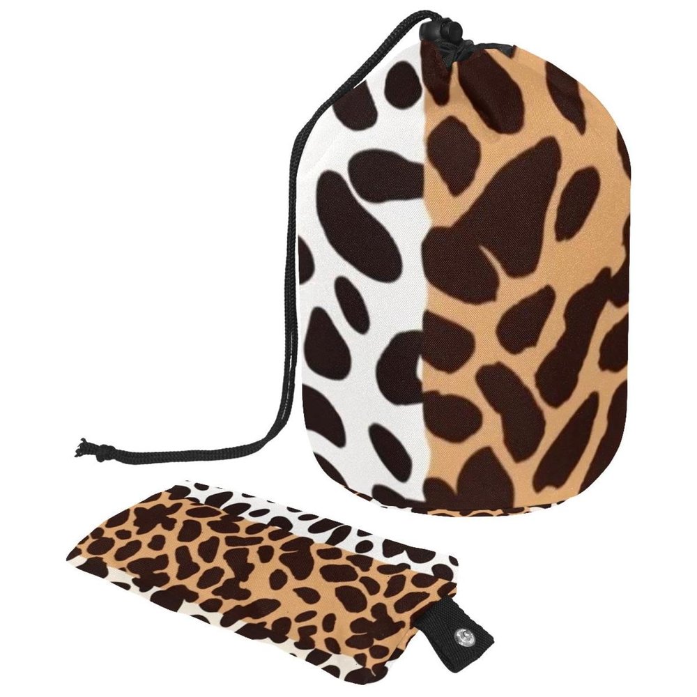 2PCS Art Leopard Print-265 Travel Cosmetic Bag Makeup Organizer Bag Bathroom Cases Toiletry Bag with Drawstring (Cylindrical bag and small bag)