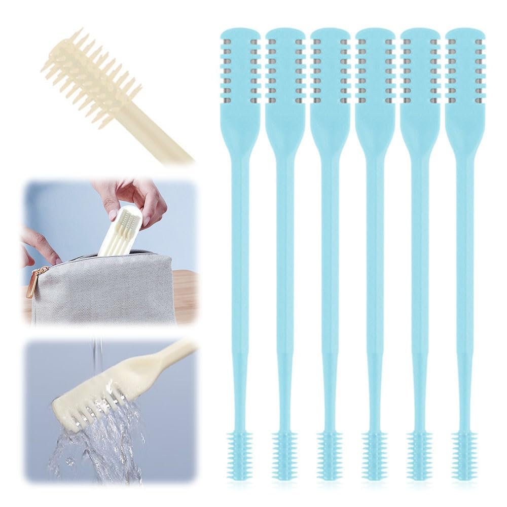 Auiepet 2 in 1 Nose Hair Cutter - Double Sided Nostril Hair Remover Tool, Manual 360 Rotating Nose & Ear Digger, for Women & Men (Blue, 6Pcs)