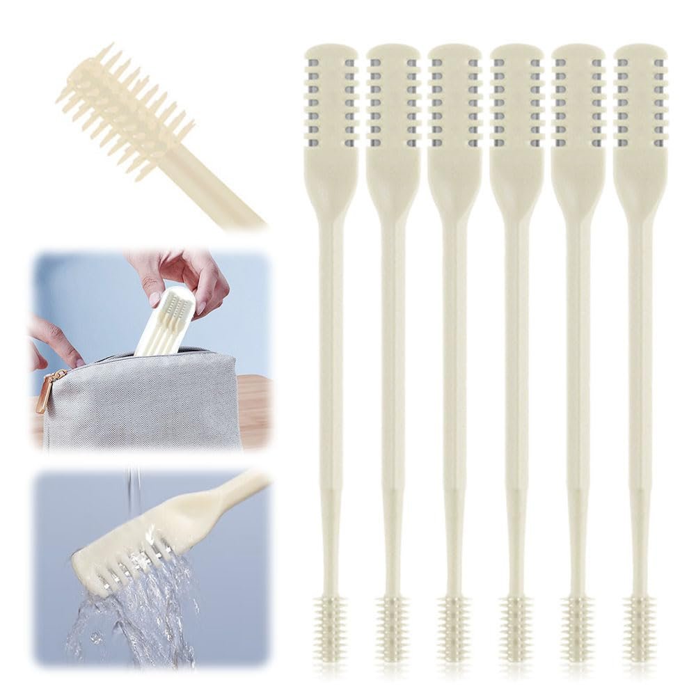 2 in 1 Nasal Hair Cutter, New Double Sided Nose Hair Knife Nostril Hair Remover Tool, Manual 360 Rotating Nose Hair Trimmer with Ear Digger, Nose Hair Remover Tool for Women Men (Cream, 6Pcs)