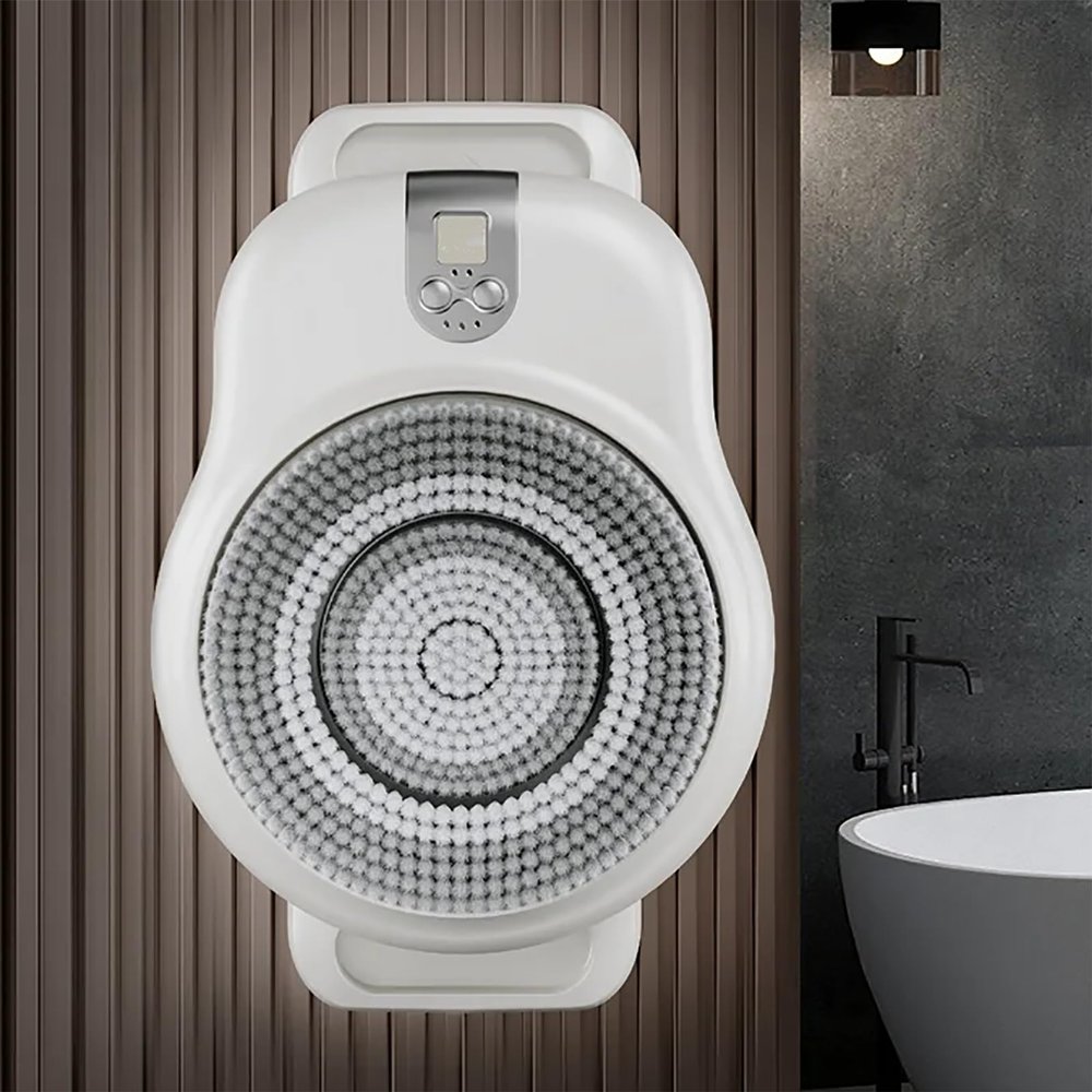 Electric Back Scrubber for Shower, Wall Mounted Back Exfoliating Bath Wash Pad, Electric Body Bath Brush, with 7in Brush Head, 360 Rotation, 2-Speed, for Deep Cleansing Shower