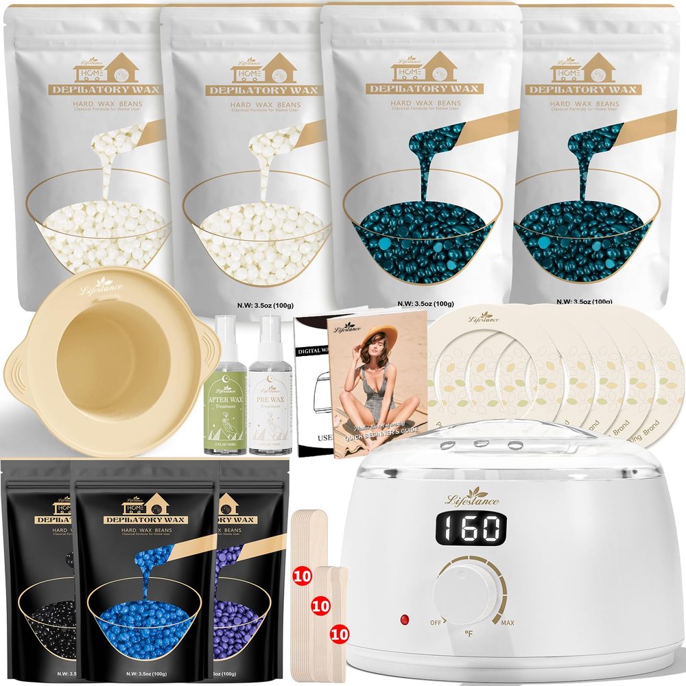 Lifestance L3 Digital Wax Warmer Hair Removal Kit + Lavender & Chamomile & Blackberry Wax Beads