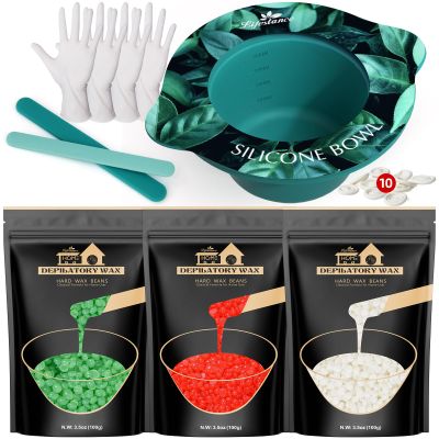 Lifestance Removable Silicone Wax Pot Liner Kit + Aloe & Pearl-White & Strawberry Wax Beads