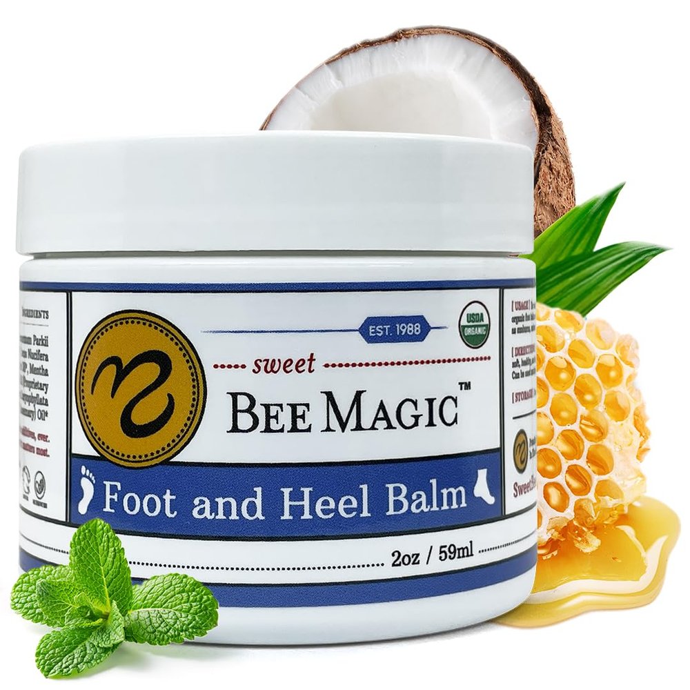 Sweet Bee Naturals Organic Foot Balm - Intensive Heel Balm for Dry Cracked Feet - Natural Moisturizing Treatment for Cracked Heels - Heel Cream Softener for Rough Skin Repair 1 Jar (2 OZ)
