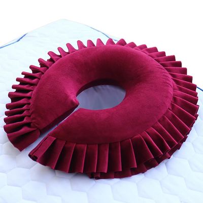 Soft Latex Face Down Massage Pillow U Shaped Massage Head Pillow Face Cradle Cushion for Beauty Salon SPA Bed Headrest (Wine red)