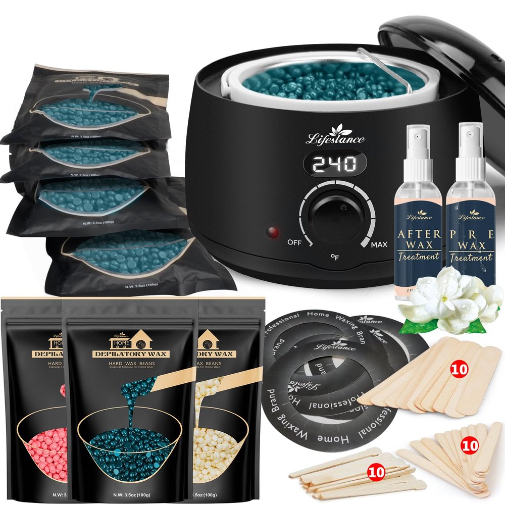 Lifestance L2 Digital Wax Warmer Hair Removal Kit + Jasmine & Cream & Rose Wax Beads