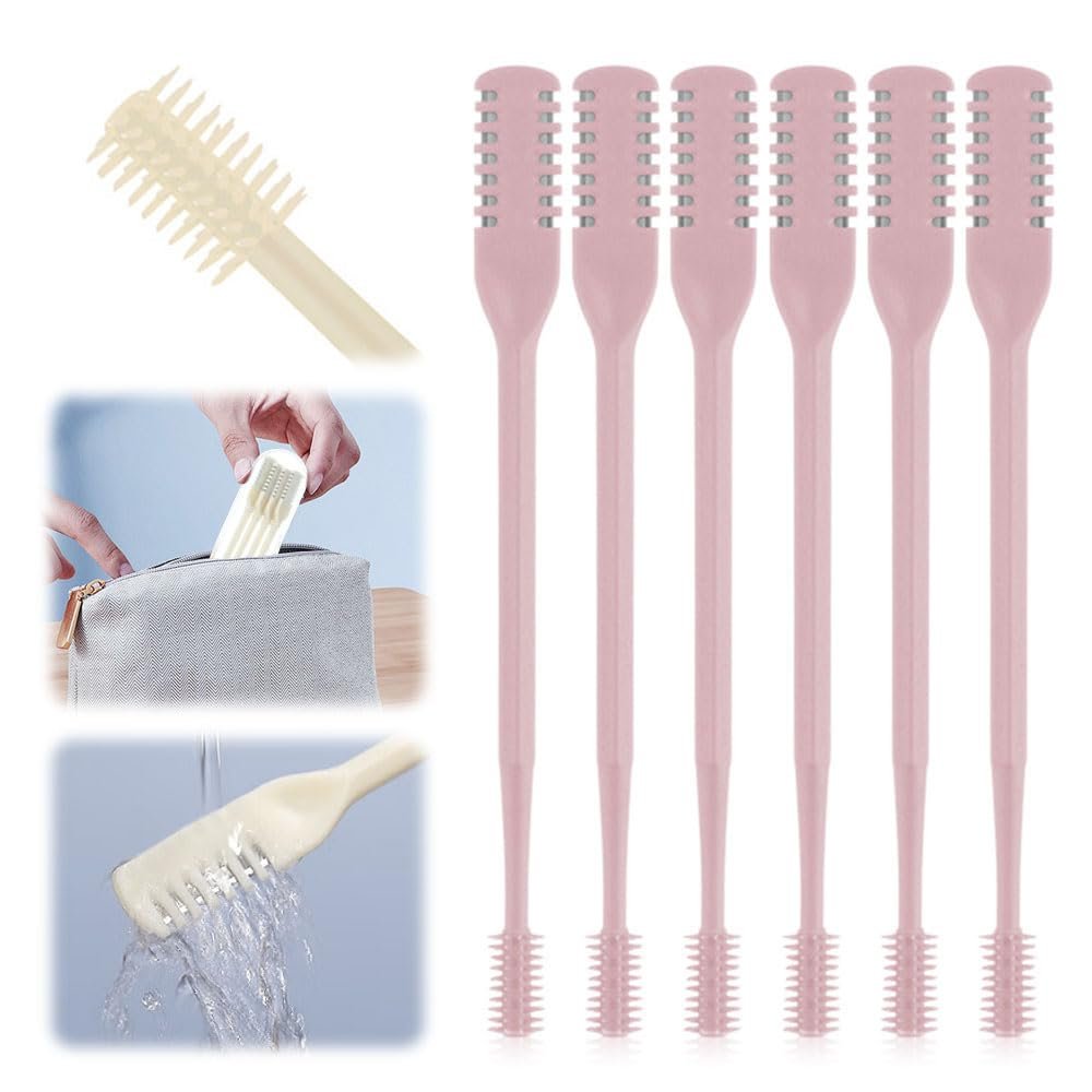 Auiepet 2-in-1 Nasal Hair Cutter - Double Sided Nostril Hair Remover, 360 Rotating Tool for Women & Men (Pink, 6Pcs)