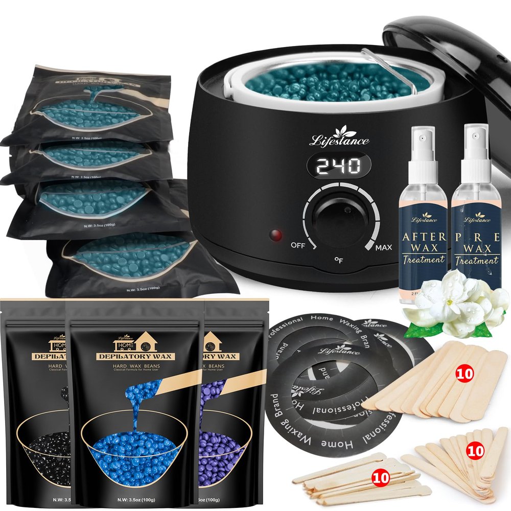 Lifestance L2 Digital Wax Warmer Hair Removal Kit + Lavender & Chamomile & Blackberry Wax Beads