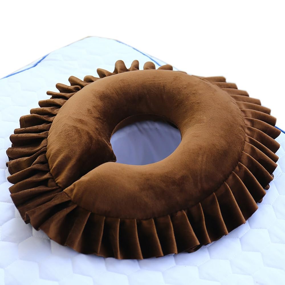 Soft Latex Face Down Massage Pillow U Shaped Massage Head Pillow Face Cradle Cushion for Beauty Salon SPA Bed Headrest (Coffee)