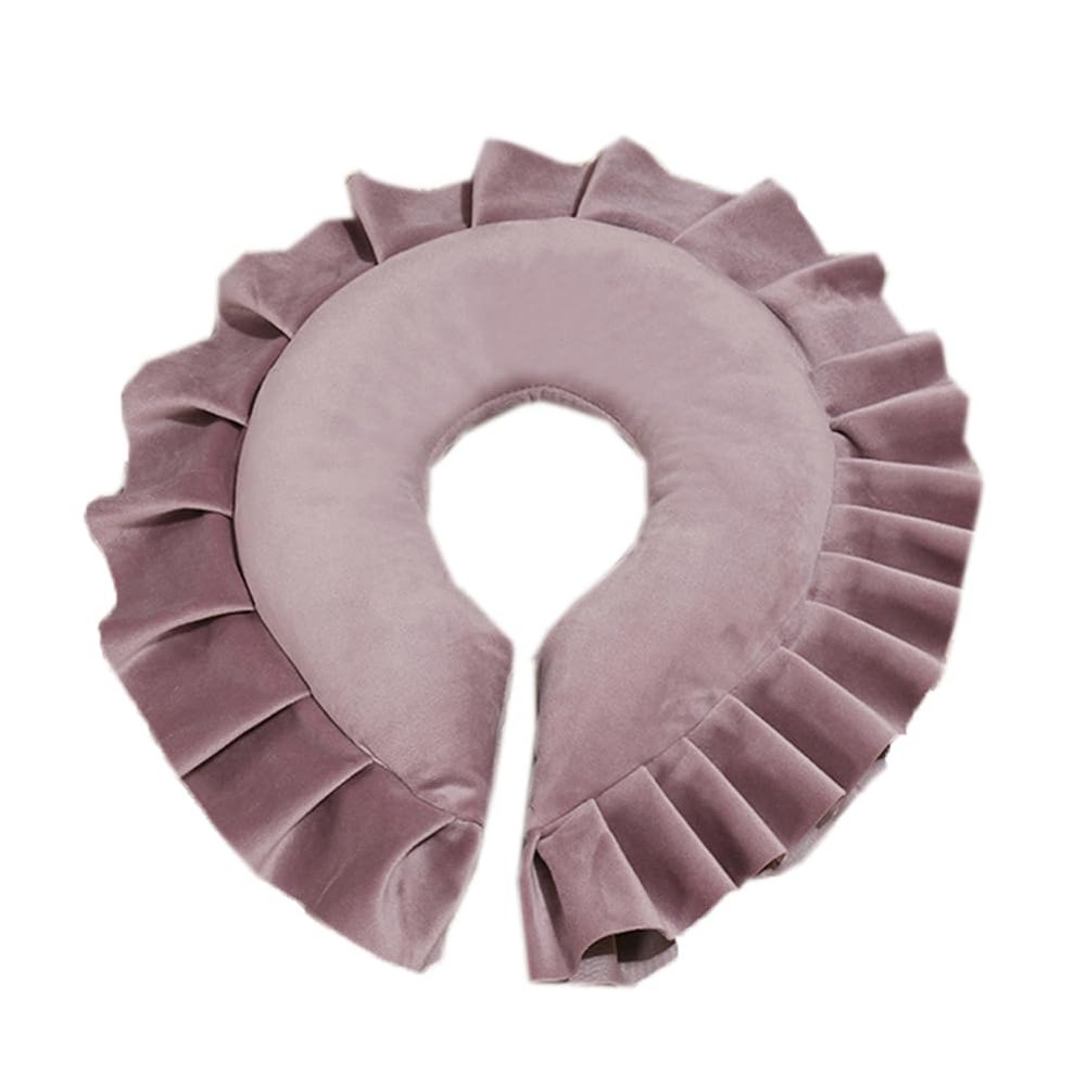 Velvet Face Massage Pillow U Shaped Face Down Massage Head Pillow Soft Face Cradle Cushion for Beauty Salon SPA Bed (Pale Mauve)