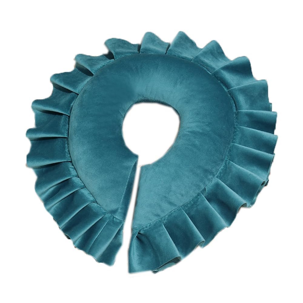 Velvet Face Massage Pillow U Shaped Face Down Massage Head Pillow Soft Face Cradle Cushion for Beauty Salon SPA Bed (Peacock blue)