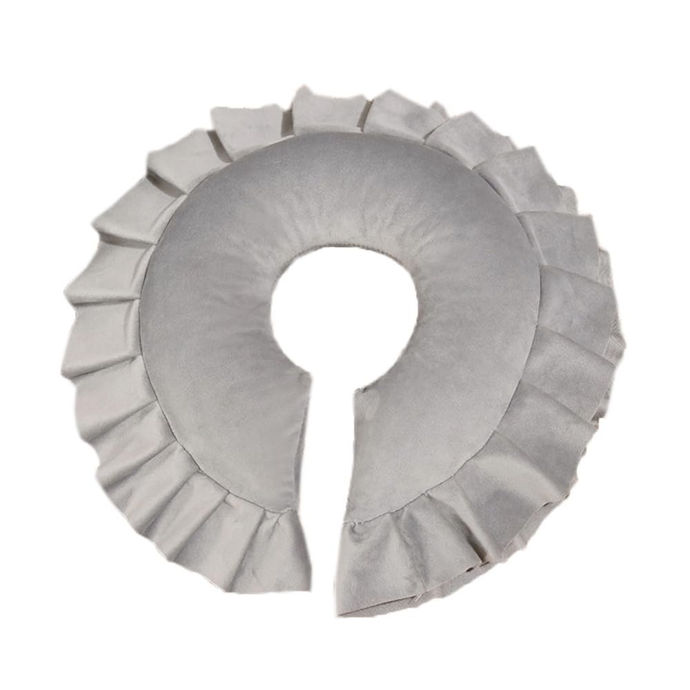 Velvet Face Massage Pillow U Shaped Face Down Massage Head Pillow Soft Face Cradle Cushion for Beauty Salon SPA Bed (Light gray)