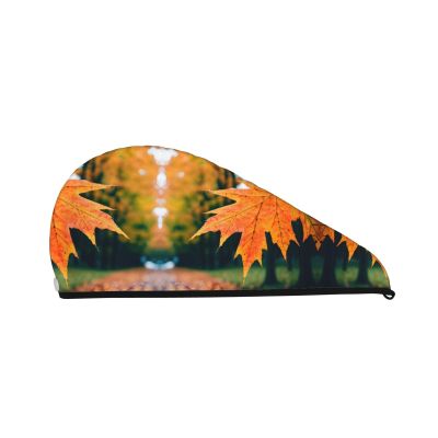 Autumn pattern SamLng Coral Velvet Dry Hair Cap Perfect for Home, Travel, Pool Parties, Beaches, Baths, and More
