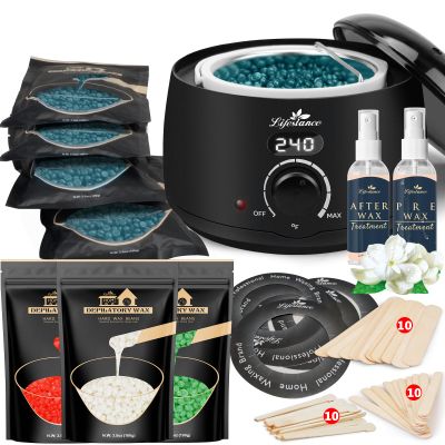 Lifestance L2 Digital Wax Warmer Hair Removal Kit + Aloe & Pearl-White & Strawberry Wax Beads