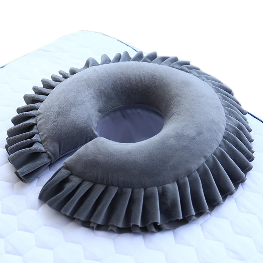 Soft Latex Face Down Massage Pillow U Shaped Massage Head Pillow Face Cradle Cushion for Beauty Salon SPA Bed Headrest (Gray)