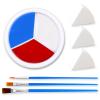3 Colors Face Body Paint [Blue White Red] + 3pc Sponge + 3pc Brush, USA Themed Accessories Flag Color Eye Black for Sport, Face Paint Halloween Makeup Kit for Clown Vampire Joker Makeup view 1