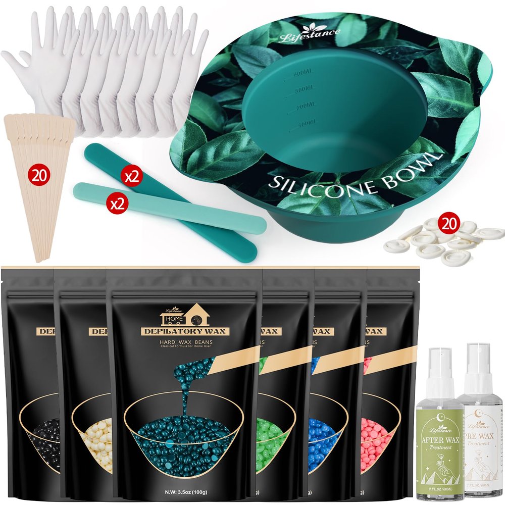 Lifestance Removable Silicone Wax Pot Liner Kit + Whole Body Wax Beads