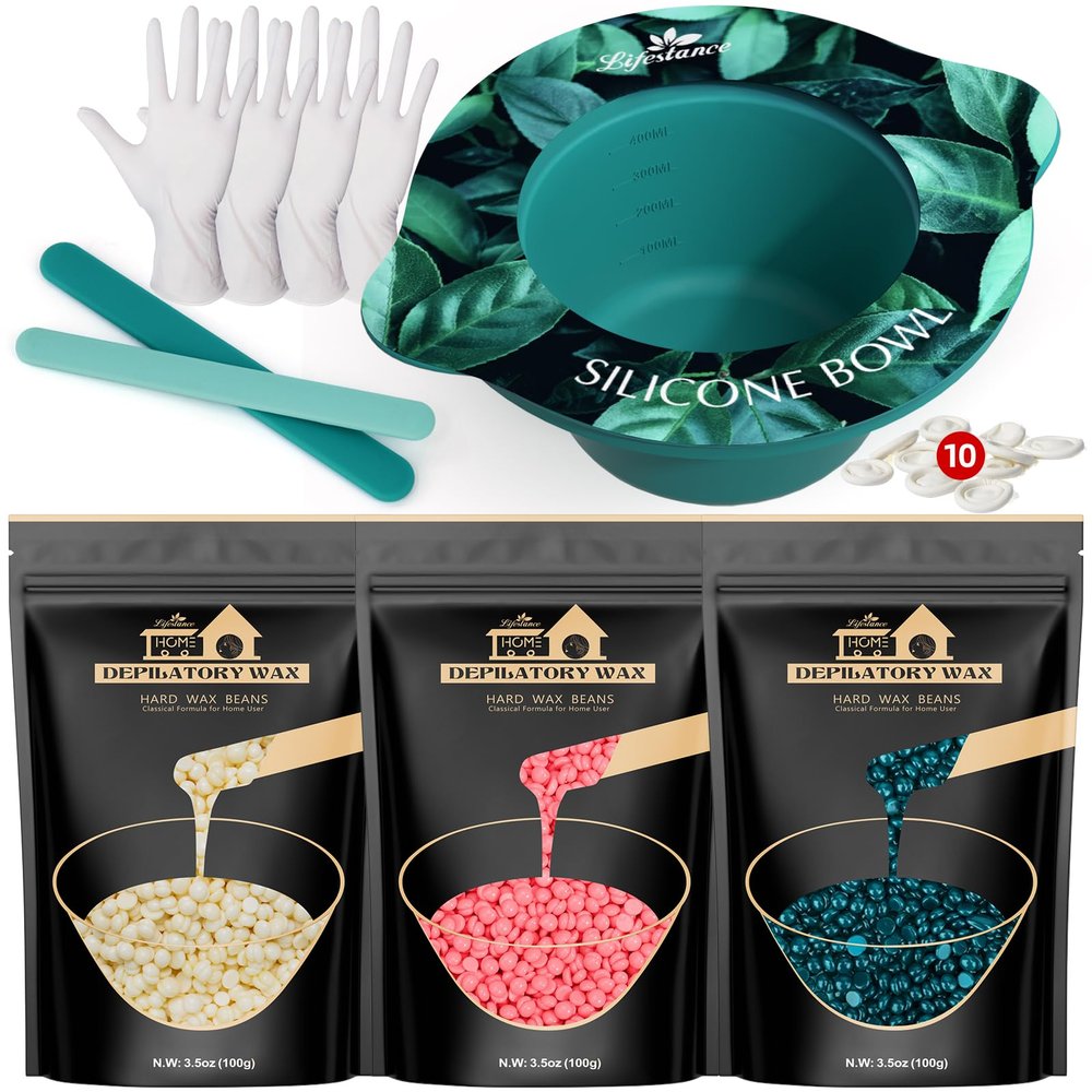 Lifestance Removable Silicone Wax Pot Liner Kit + Jasmine & Cream & Rose Wax Beads