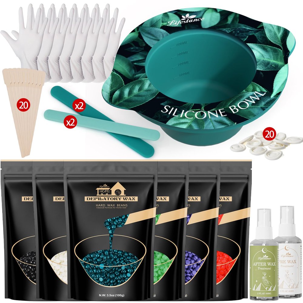 Lifestance Removable Silicone Wax Pot Liner Kit + Whole Body Wax Beads