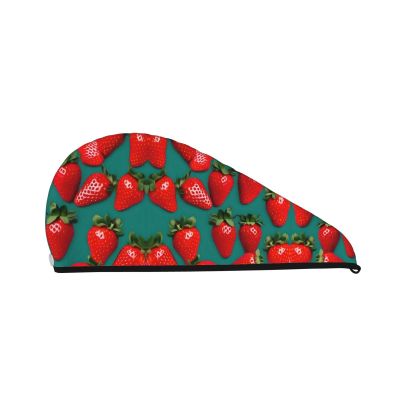 SamLng Many Strawberry Coral Velvet Dry Hair Cap  Perfect for Home, Travel, Pool Parties, Beaches, Baths, and More