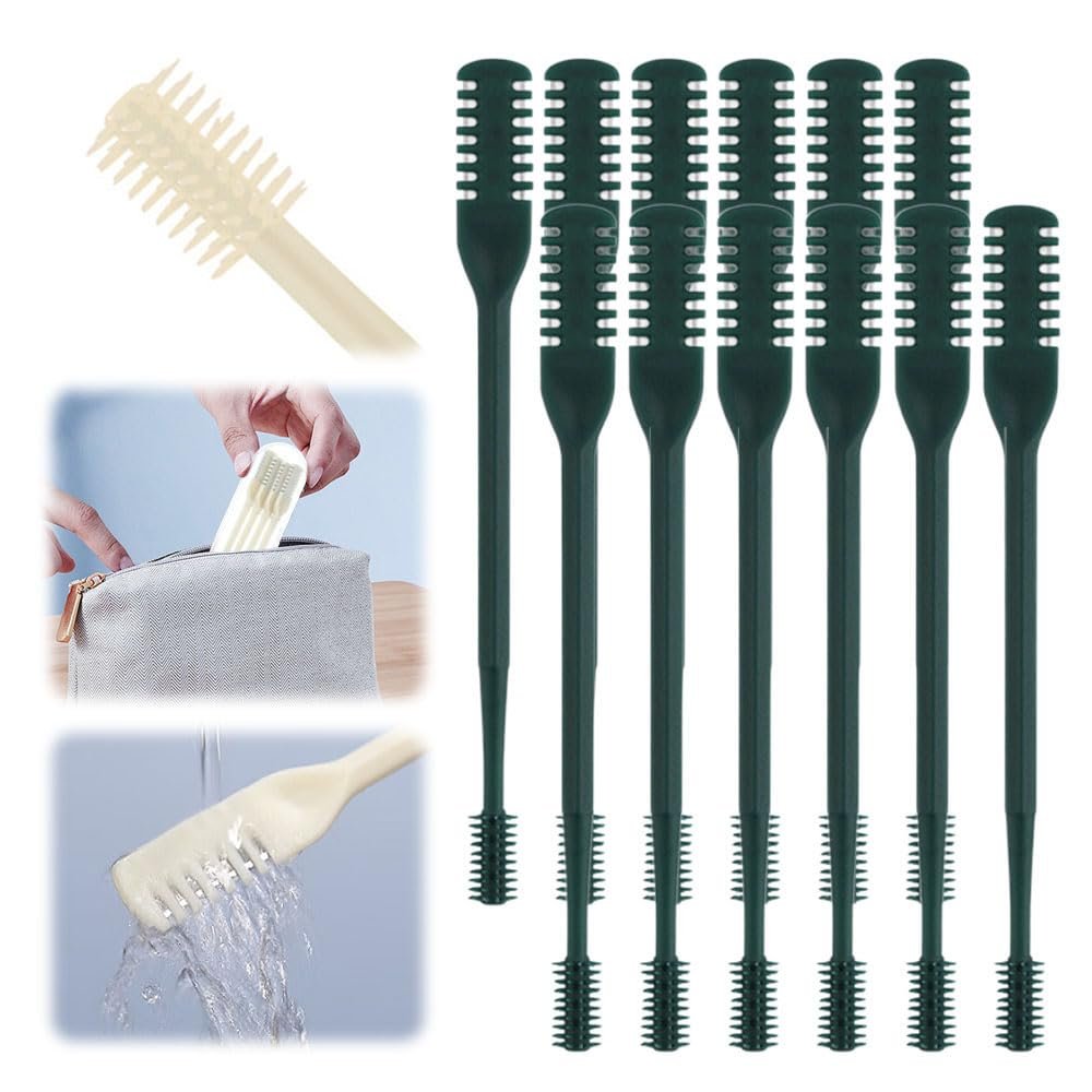 2 in 1 Nasal Hair Cutter, New Double Sided Nose Hair Knife Nostril Hair Remover Tool, Manual 360 Rotating Nose Hair Trimmer with Ear Digger, Nose Hair Remover Tool for Women Men (Dark Green, 12Pcs)