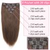 ShowJarlly Clip in Hair Extensions Real Human Hair 22 Inch Straight Clip Ins 8 Pcs Brazilian Remy Hair Extensions for Women (#4 Chocolate Brown) view 2