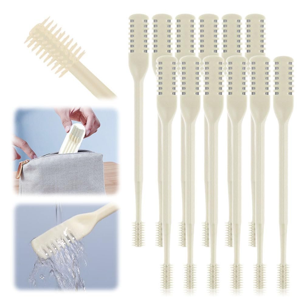 2 in 1 Nasal Hair Cutter, New Double Sided Nose Hair Knife Nostril Hair Remover Tool, Manual 360 Rotating Nose Hair Trimmer with Ear Digger, Nose Hair Remover Tool for Women Men (Cream, 12Pcs)
