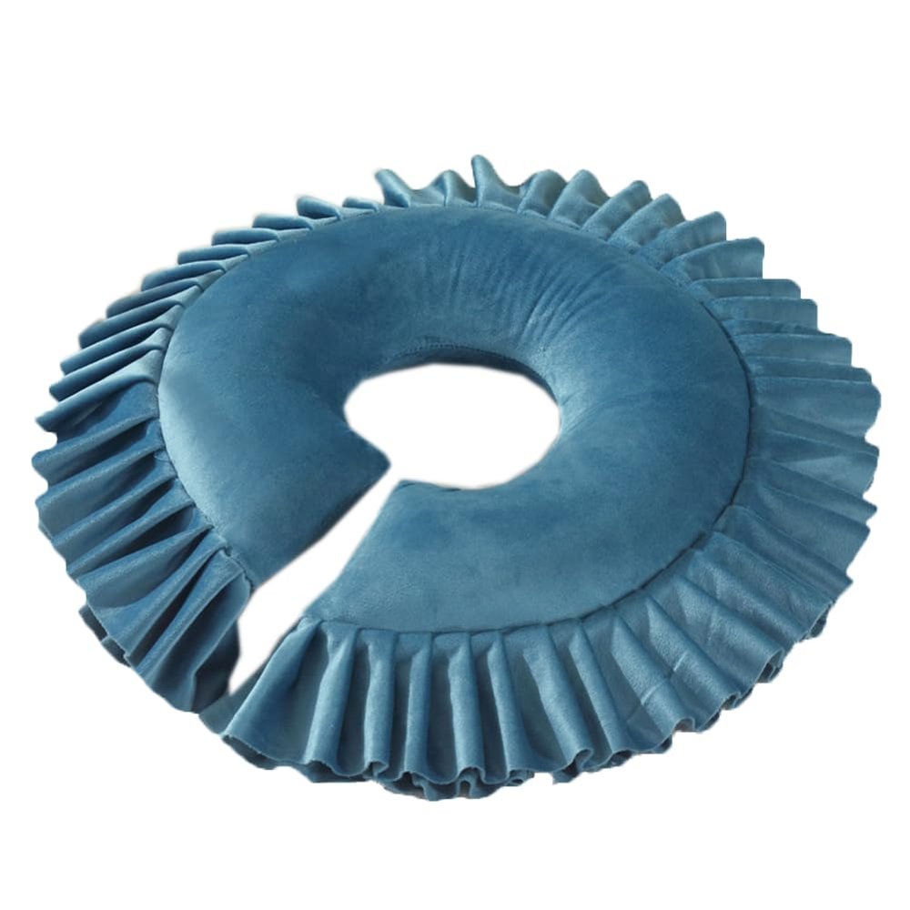 Memory Foam Massage Head Pillow Velvet Face Down Massage Pillow for Bed Headrest Face Cushion U Cradle Face Pillow (Blue)