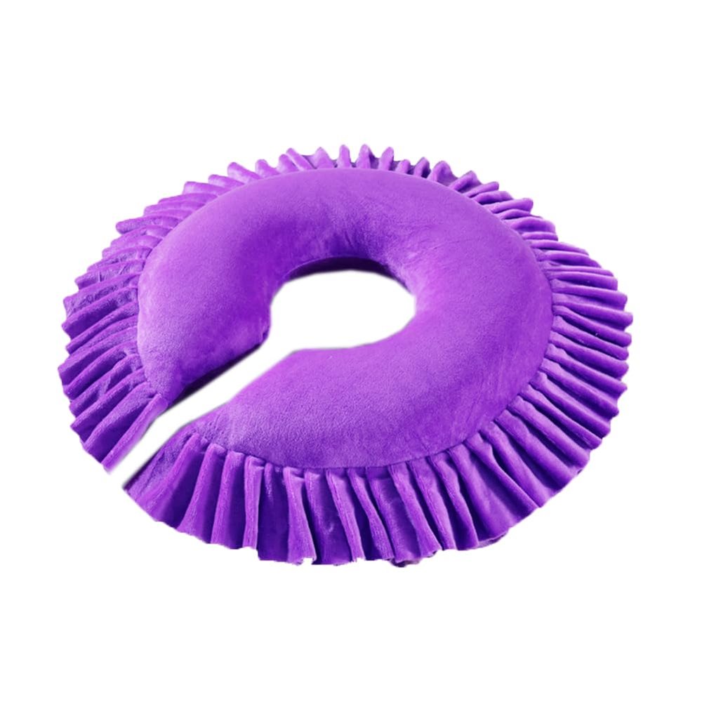 Crystal Velvet Face Down Massage Pillow Memory Foam Massage Table Face Head Pillow Cradle Cushion for Beauty Salon SPA (Purple)