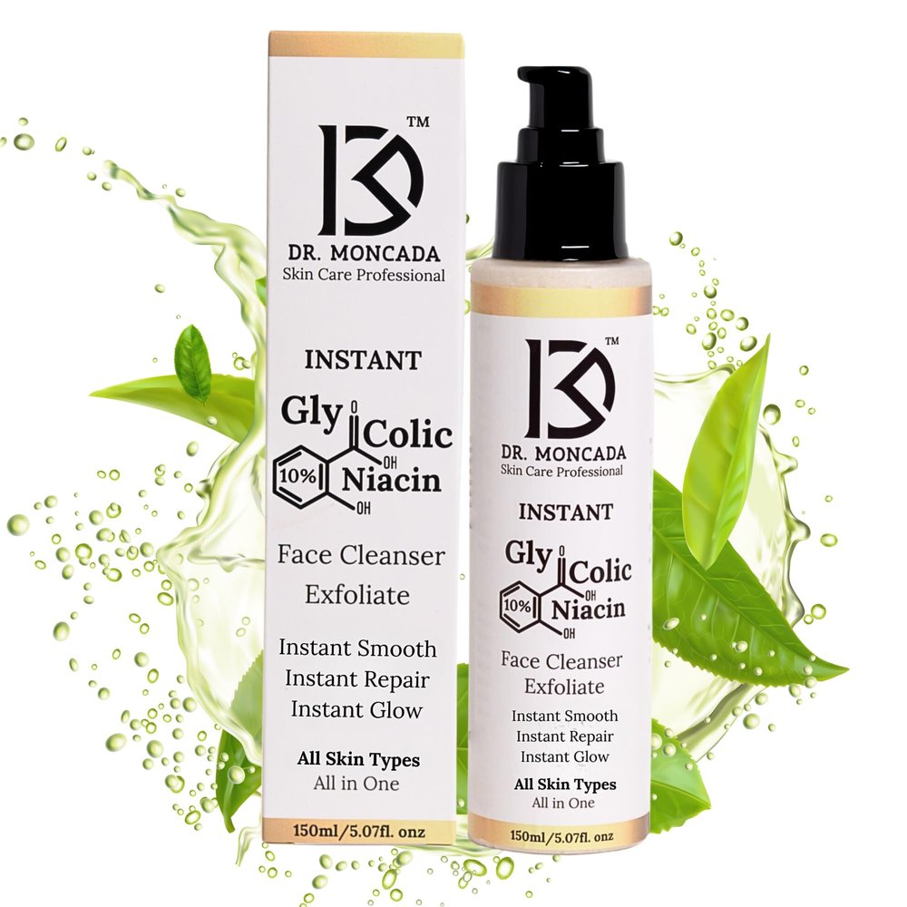 Glycolic Acid Face Wash Exfoliating Face Cleanser B3 Niacinamide Cleanser Instant Makeup Remover 10% Glycolic Acid Pore Minimizer Exfoliating face wash for Women & Mens face wash All in1- All U Need