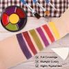 6 Colors Halloween Face Body Paint + 6pc Sponge + 3pc Brush, Yellow Purple Red Green Bruise Wheel for SFX Makeup, Face-Paint Body Paint Halloween Makeup Kit for Zombie Clown Joker Alien Witch Costume view 4