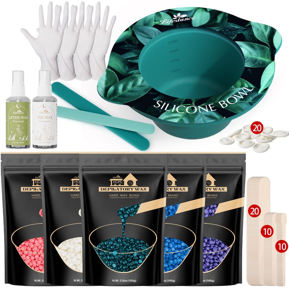 Lifestance Removable Silicone Wax Pot Liner Kit + Bikini & Underarm & Face & Body Wax Beads